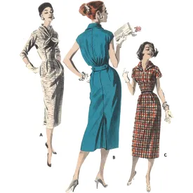 1950's Sewing Pattern: Straight Fitted Dress With Blouson Back - Bust 36" (91.4cm)