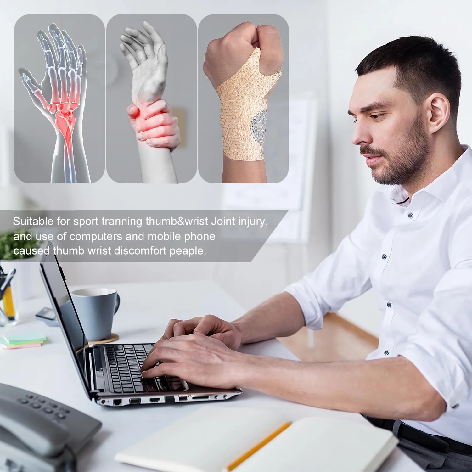 2 Pcs Ultra-Thin Wrist Brace Support for Carpal Tunnel, Pain Relief, Arthritis, Tendonitis, Elastic Wrist Wraps Right and Left Hands - Compression and Support for Fitness Enthusiasts (Skin Tone)