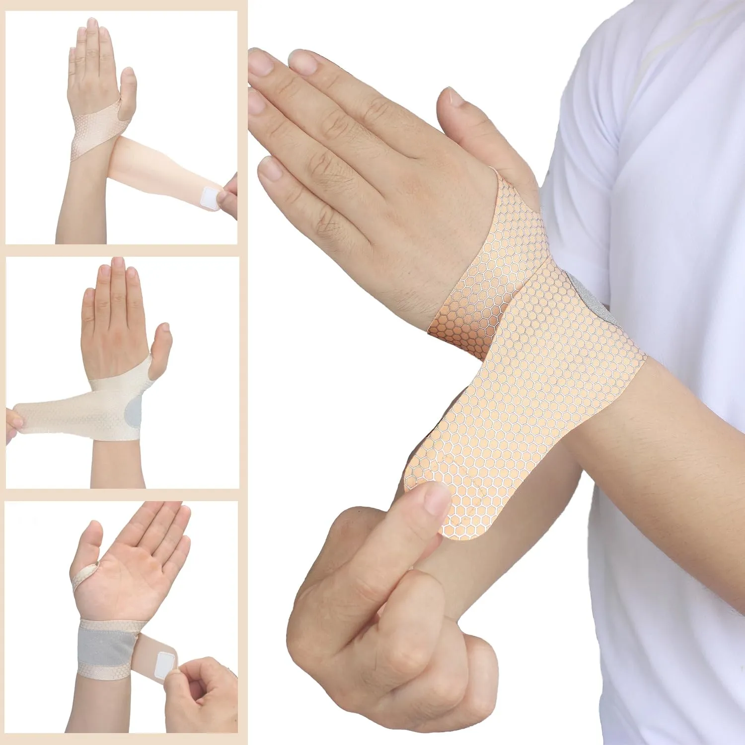 2 Pcs Ultra-Thin Wrist Brace Support for Carpal Tunnel, Pain Relief, Arthritis, Tendonitis, Elastic Wrist Wraps Right and Left Hands - Compression and Support for Fitness Enthusiasts (Skin Tone)