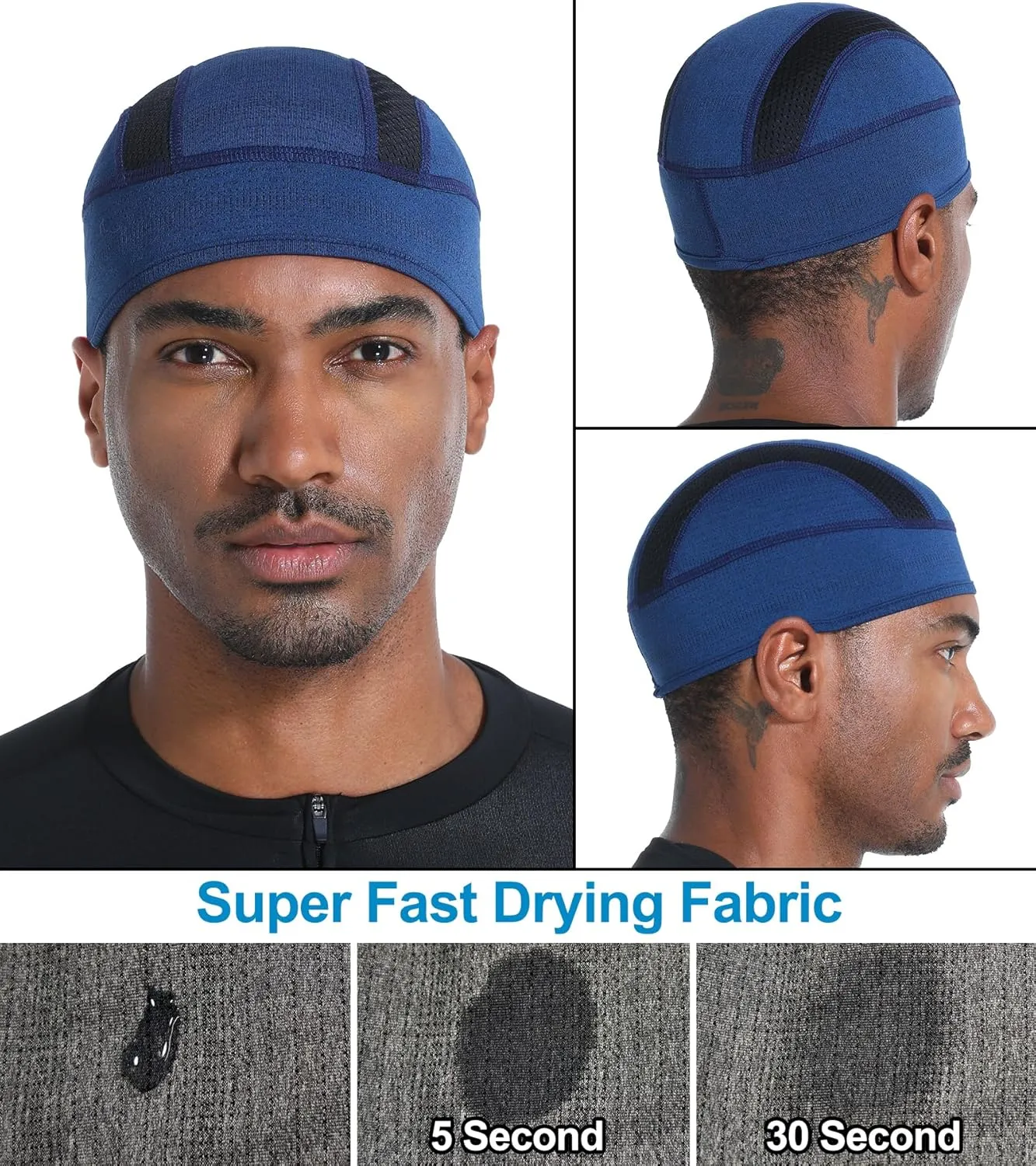 2 Pieces Skull Caps Helmet Liner for Men Women Cooling Cycling Hat Beanie for Running Fits Under Helmets