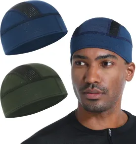 2 Pieces Skull Caps Helmet Liner for Men Women Cooling Cycling Hat Beanie for Running Fits Under Helmets