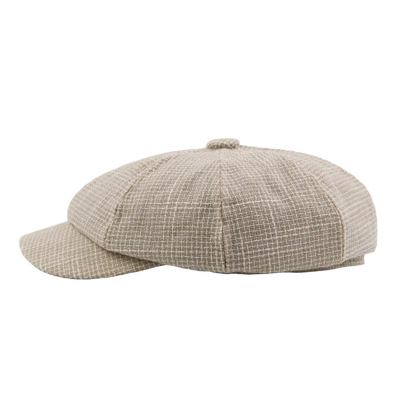 2018 New Men/Women Creative Painter Cap with Small Grid Pattern, 8-Corner Cap with Polyester Material