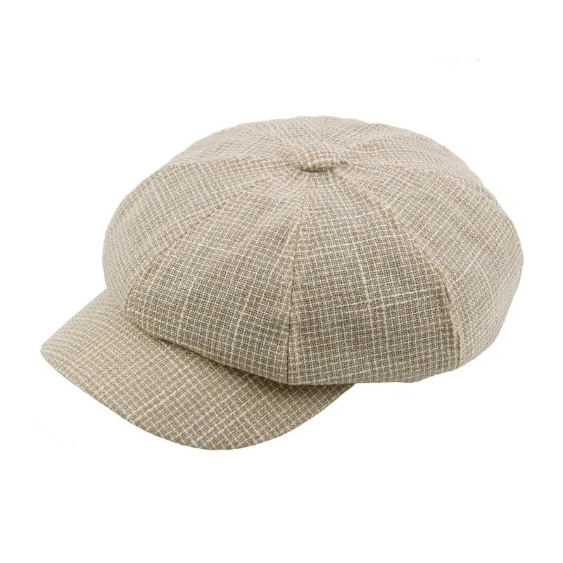 2018 New Men/Women Creative Painter Cap with Small Grid Pattern, 8-Corner Cap with Polyester Material