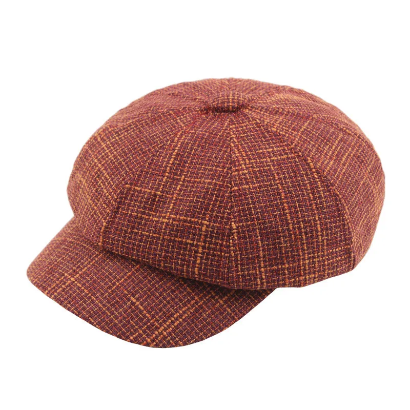 2018 New Men/Women Creative Painter Cap with Small Grid Pattern, 8-Corner Cap with Polyester Material