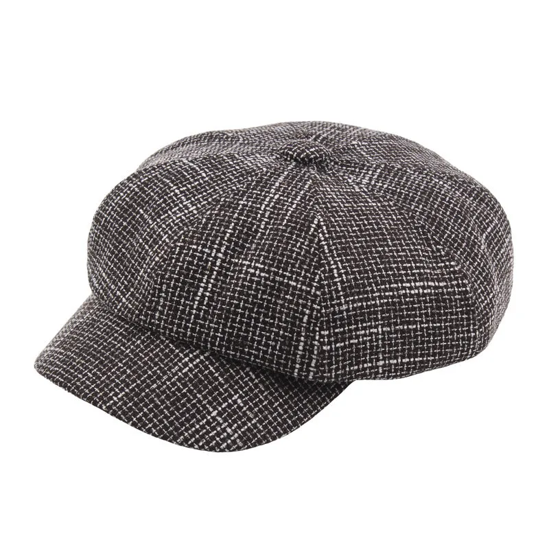 2018 New Men/Women Creative Painter Cap with Small Grid Pattern, 8-Corner Cap with Polyester Material
