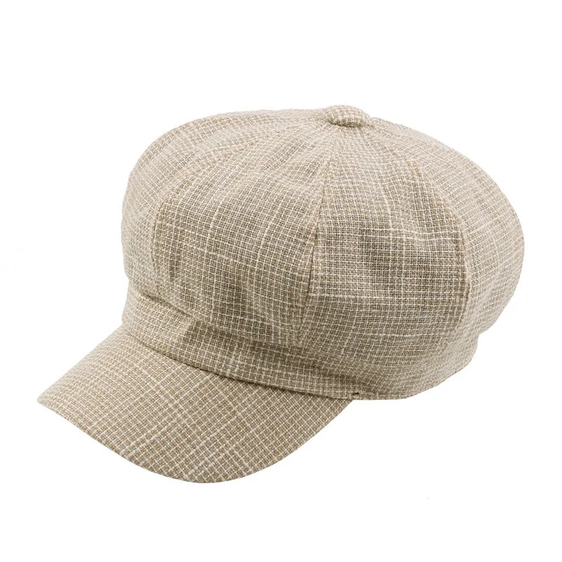 2018 New Men/Women Creative Painter Cap with Small Grid Pattern, 8-Corner Cap with Polyester Material