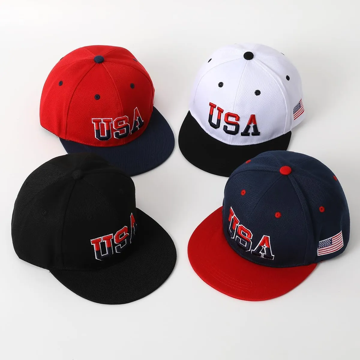 4 Pieces USA Hats for Men American Flag Baseball Cap Adjustable USA Flag Patriotic Hat Dad Hats