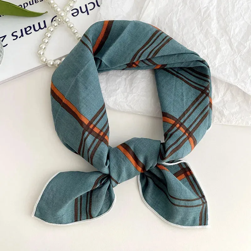55cm Laies Headband Cotton Linen Square Scarf for Women