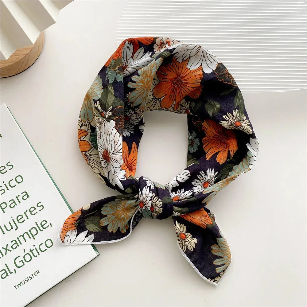 55cm Laies Headband Cotton Linen Square Scarf for Women