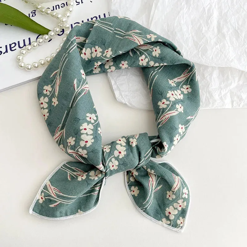 55cm Laies Headband Cotton Linen Square Scarf for Women
