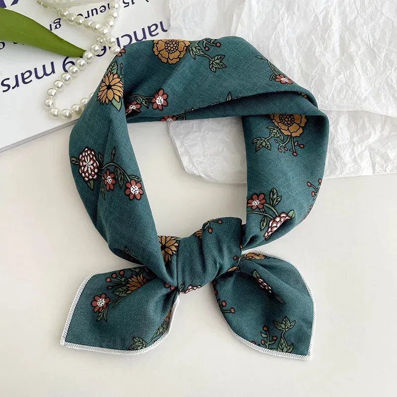 55cm Laies Headband Cotton Linen Square Scarf for Women