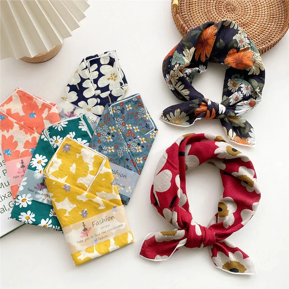55cm Laies Headband Cotton Linen Square Scarf for Women