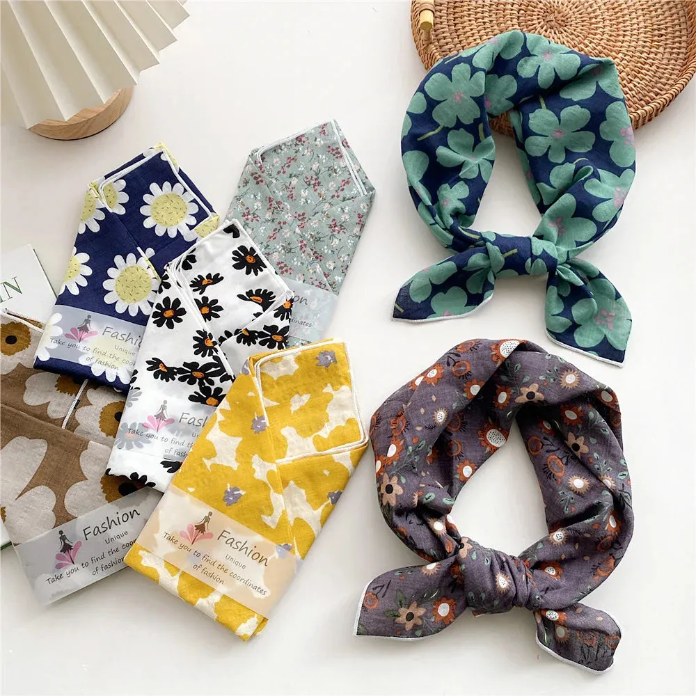 55cm Laies Headband Cotton Linen Square Scarf for Women