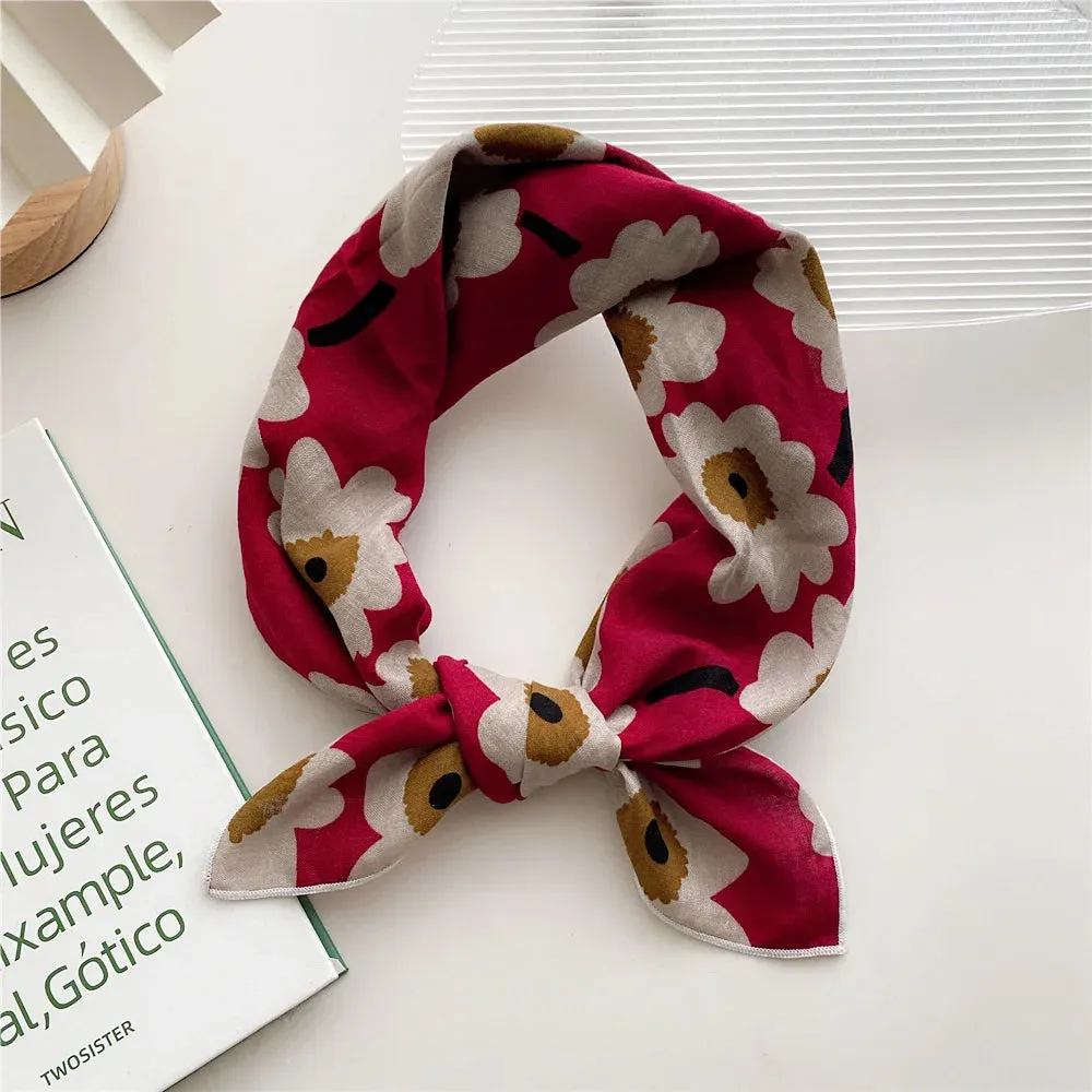 55cm Laies Headband Cotton Linen Square Scarf for Women