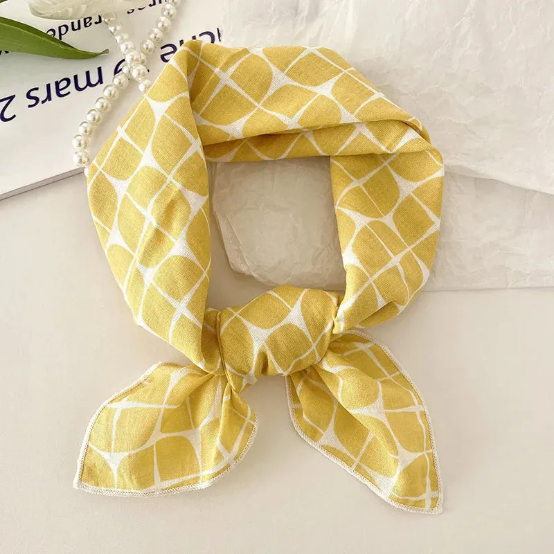 55cm Laies Headband Cotton Linen Square Scarf for Women
