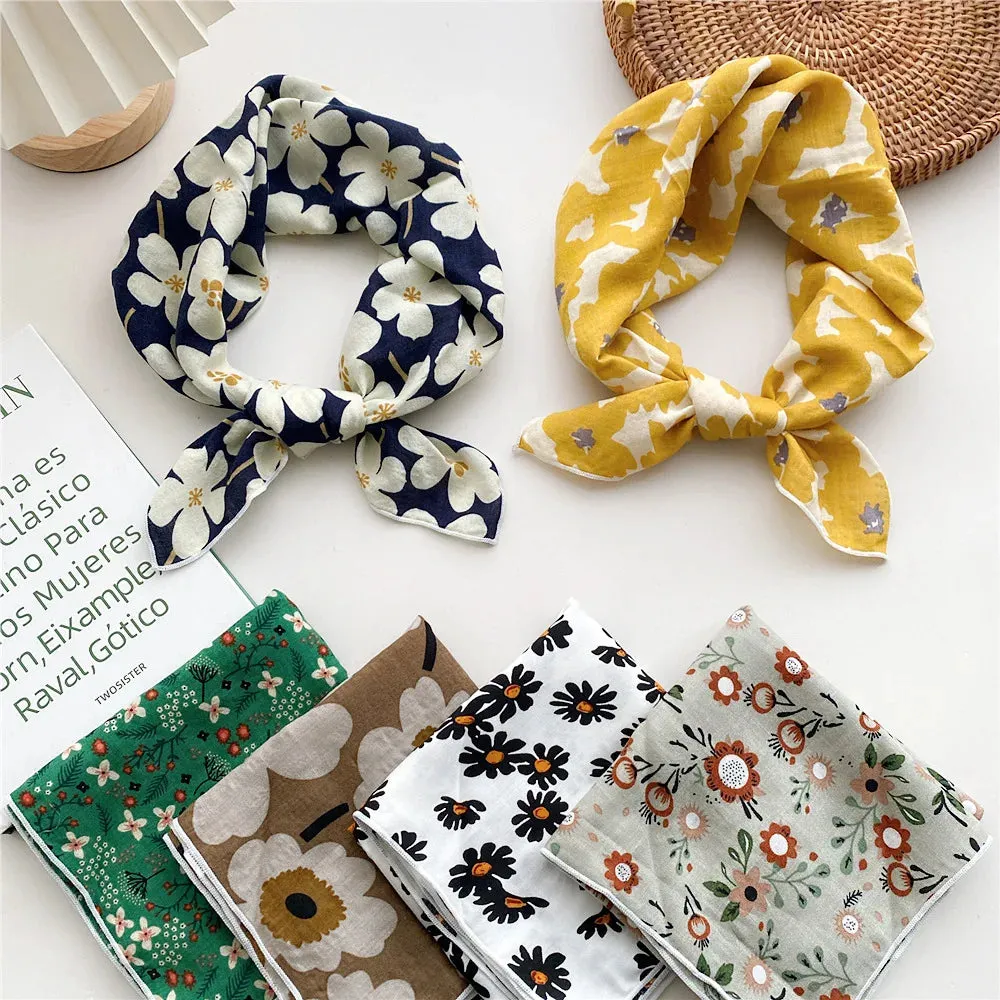 55cm Laies Headband Cotton Linen Square Scarf for Women