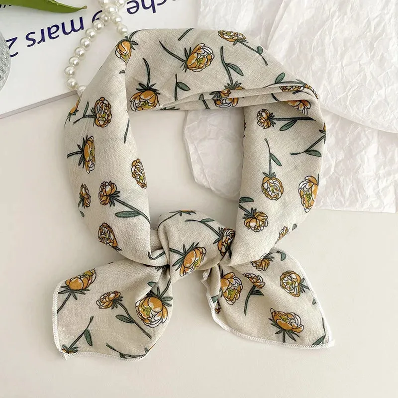 55cm Laies Headband Cotton Linen Square Scarf for Women
