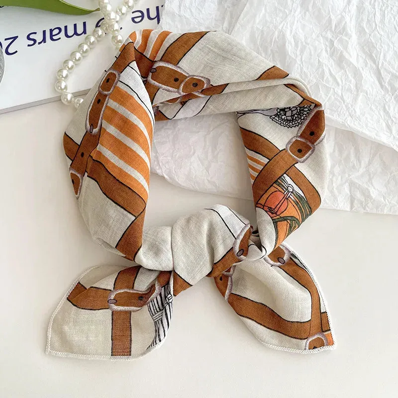 55cm Laies Headband Cotton Linen Square Scarf for Women