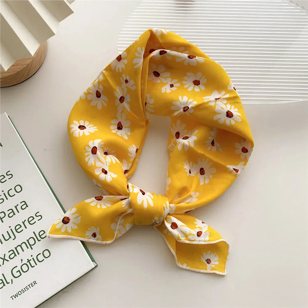 55cm Laies Headband Cotton Linen Square Scarf for Women