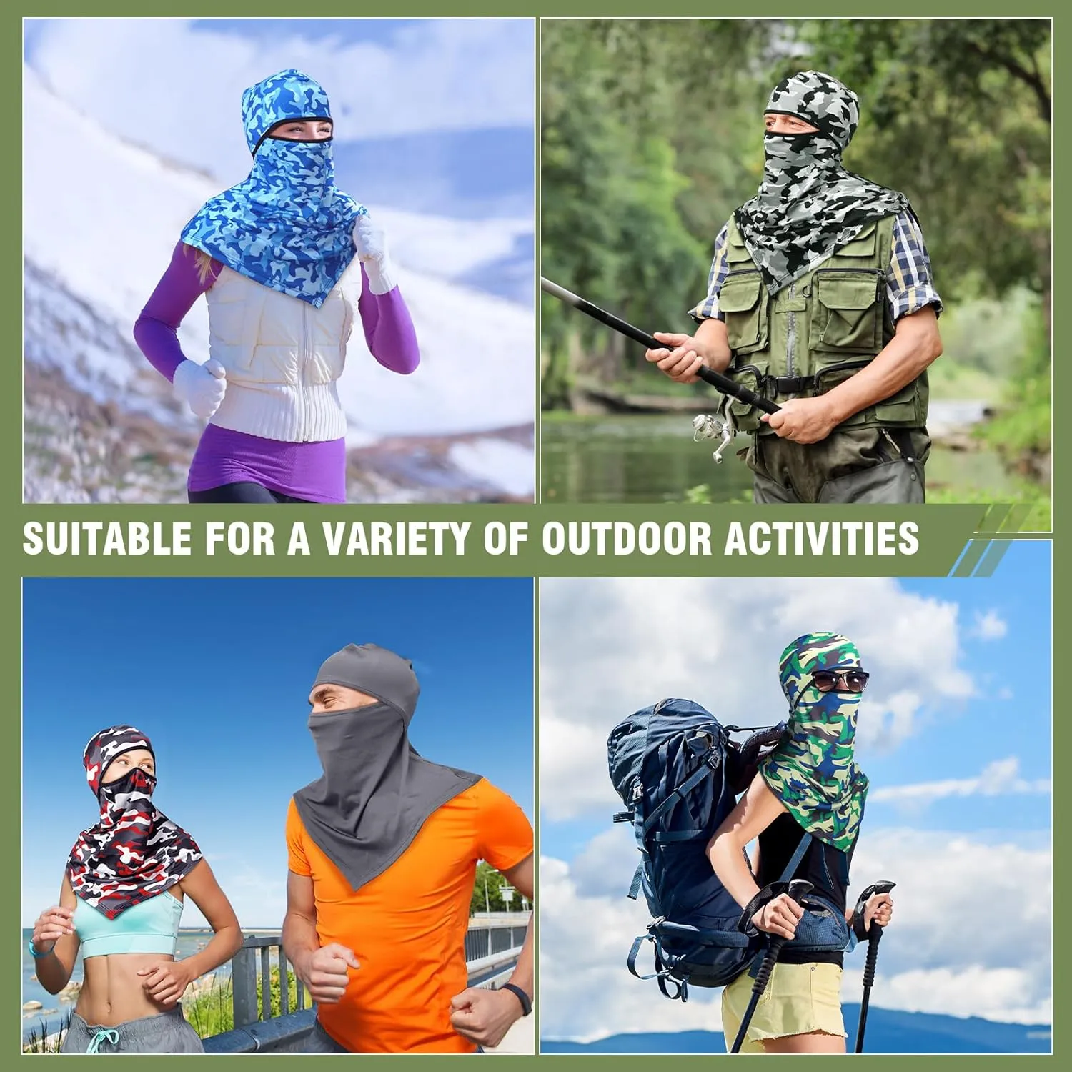 8 Pcs Balaclava Full Face Masks Summer Balaclava Long Face and Neck Cover Breathable Sun Protection for Men Women