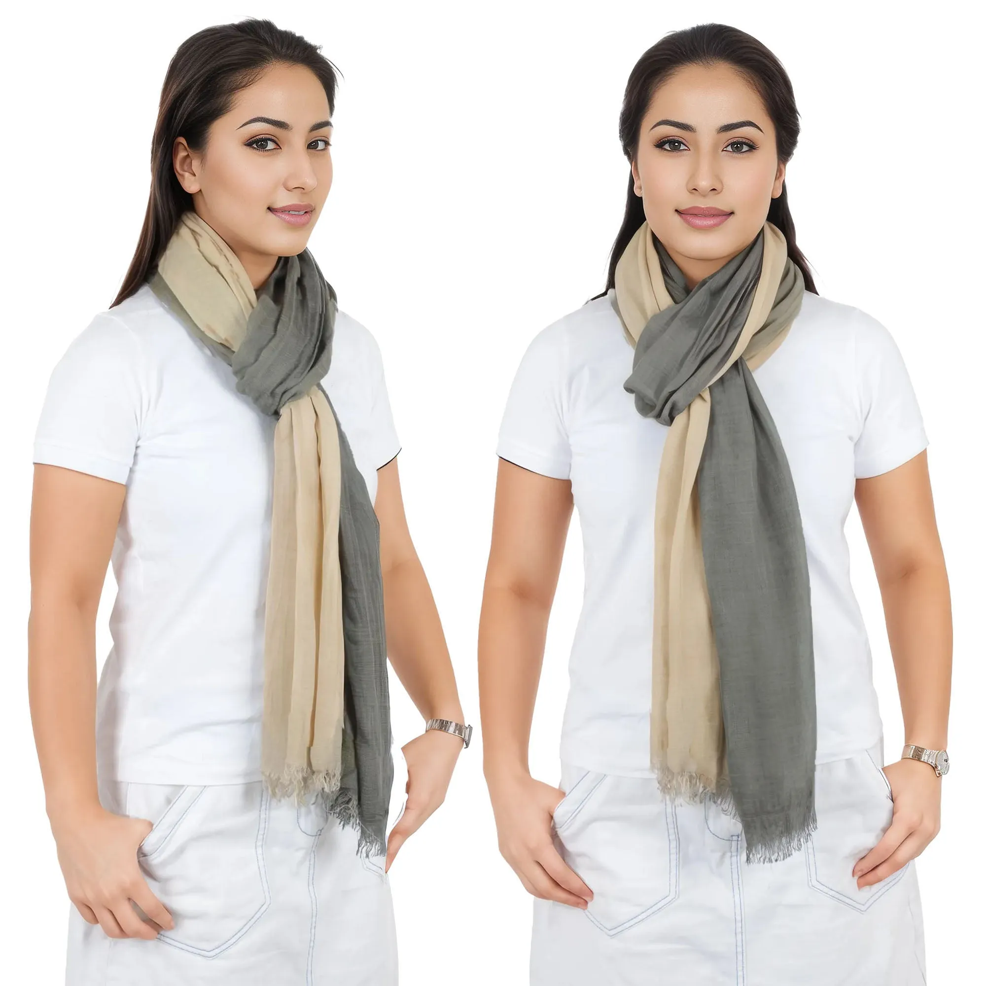 Alilang Lightweight Cotton Linen Scarf Gradient Colors Long Travel Scarf Wrap Shawl for Women 74.8in x 35.4in