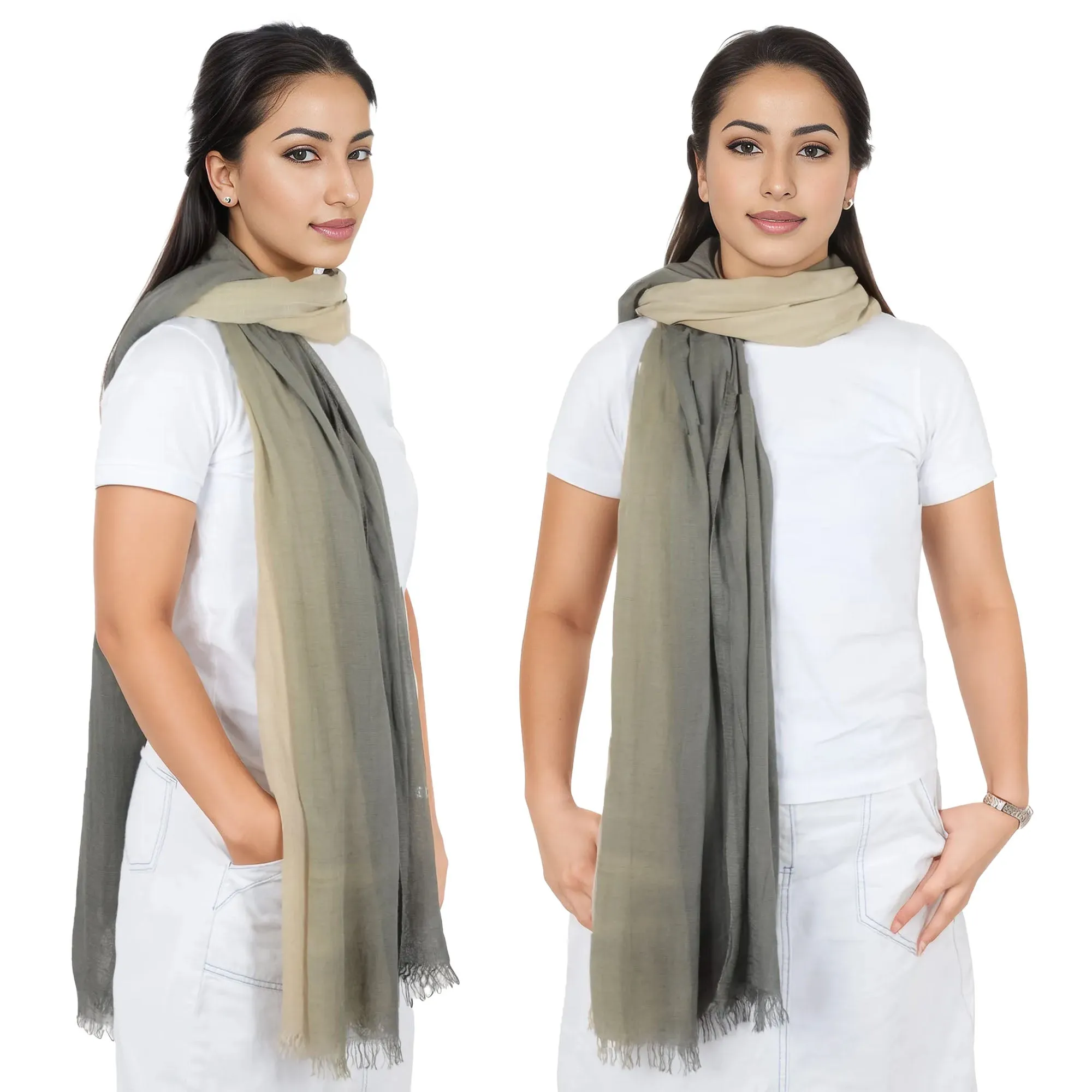 Alilang Lightweight Cotton Linen Scarf Gradient Colors Long Travel Scarf Wrap Shawl for Women 74.8in x 35.4in