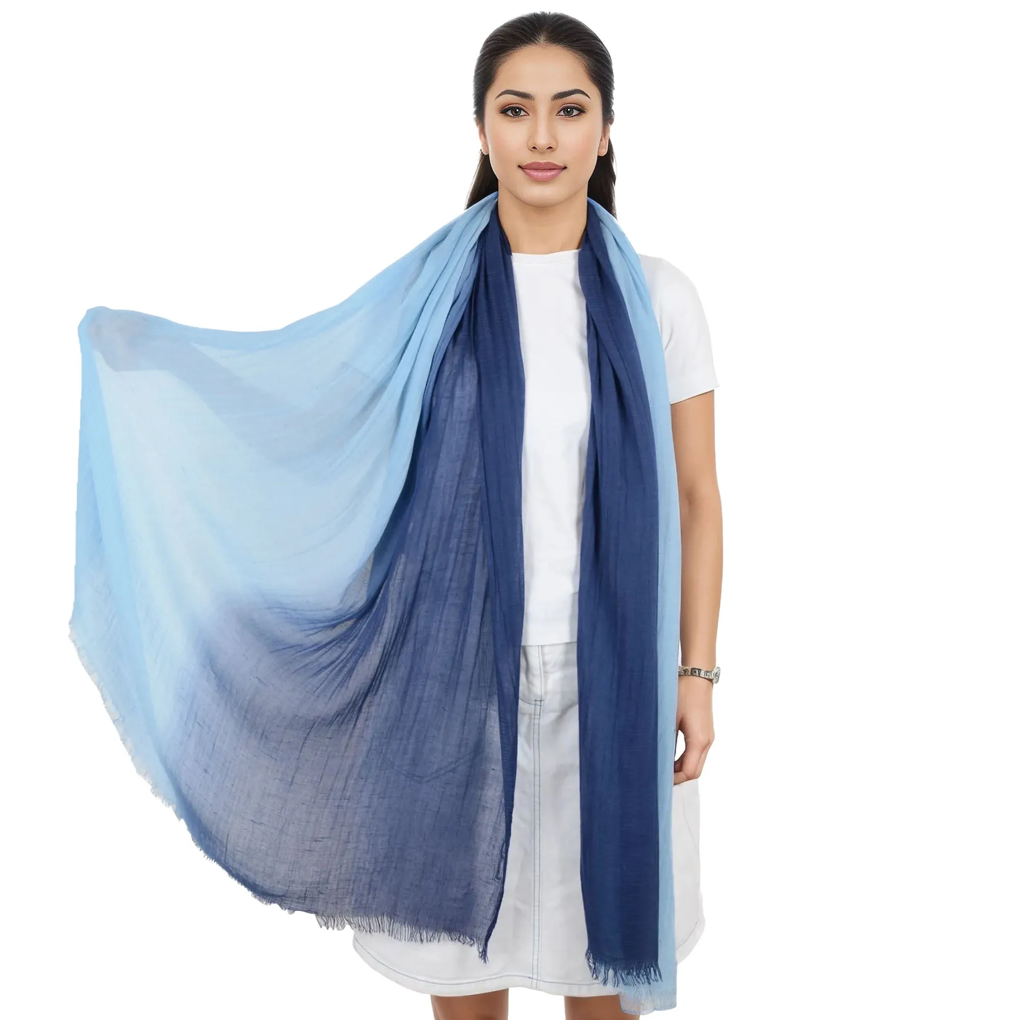 Alilang Lightweight Cotton Linen Scarf Gradient Colors Long Travel Scarf Wrap Shawl for Women 74.8in x 35.4in