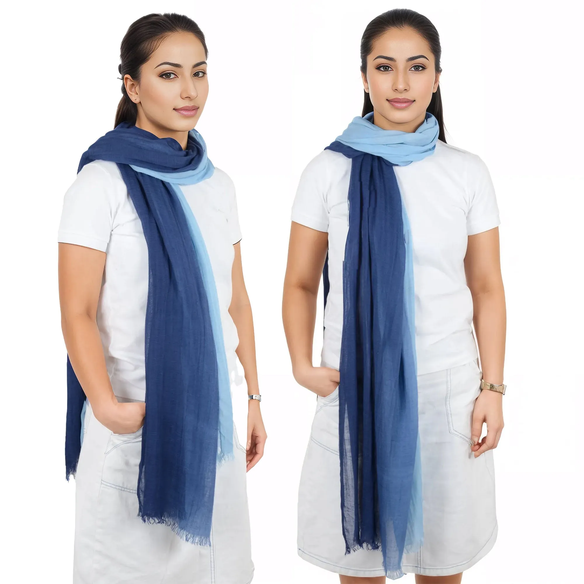 Alilang Lightweight Cotton Linen Scarf Gradient Colors Long Travel Scarf Wrap Shawl for Women 74.8in x 35.4in
