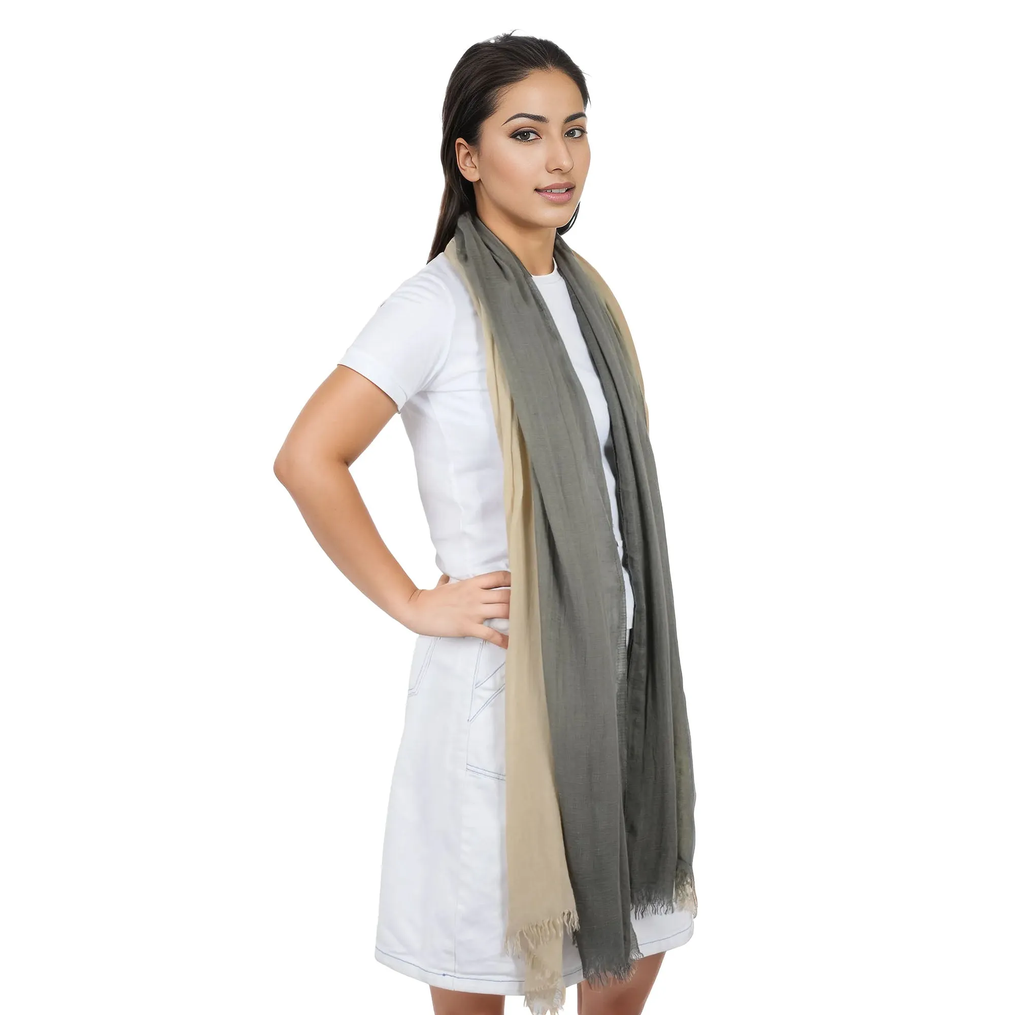 Alilang Lightweight Cotton Linen Scarf Gradient Colors Long Travel Scarf Wrap Shawl for Women 74.8in x 35.4in