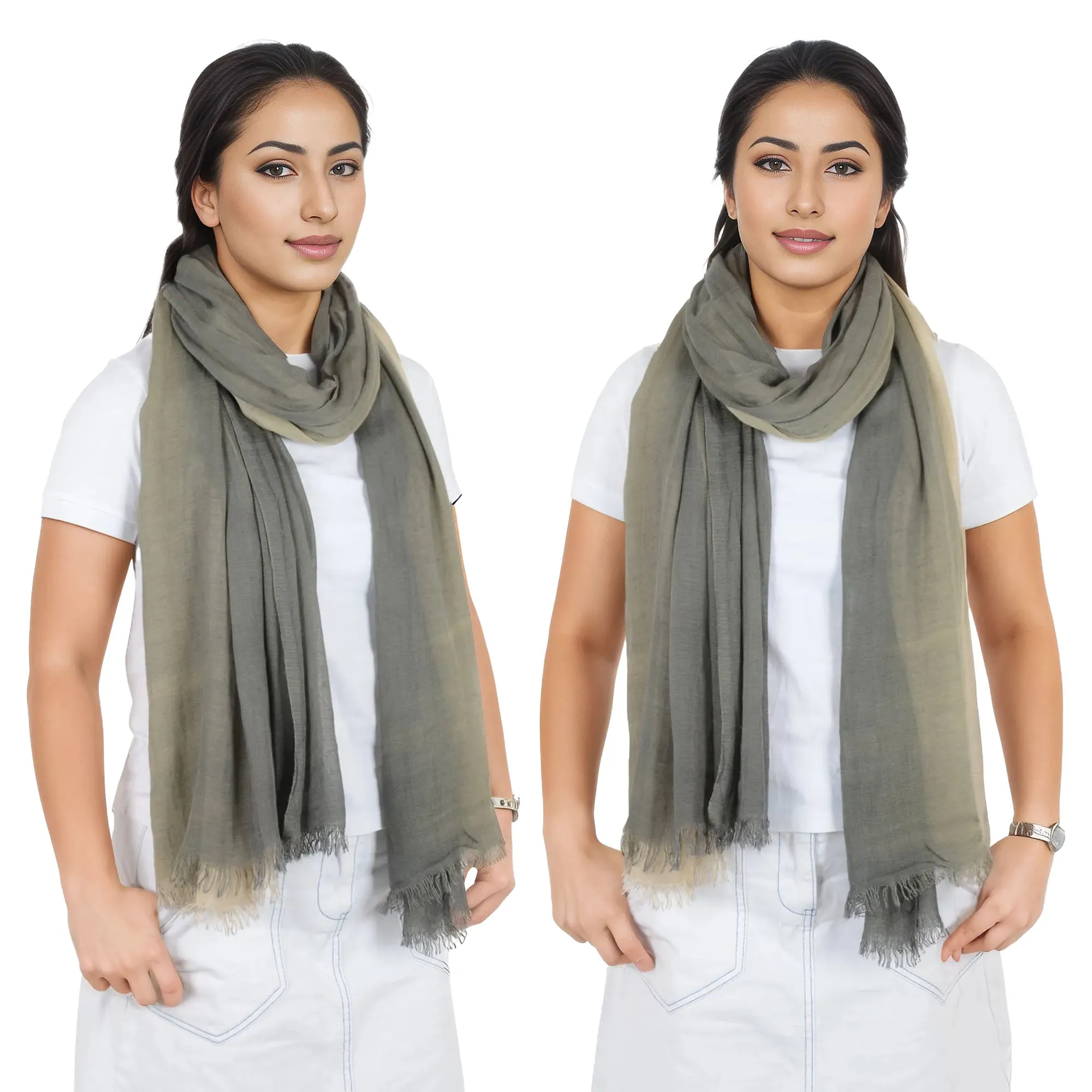 Alilang Lightweight Cotton Linen Scarf Gradient Colors Long Travel Scarf Wrap Shawl for Women 74.8in x 35.4in