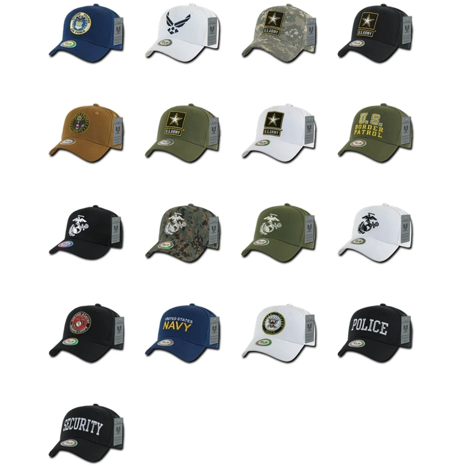 Army Air Force Navy Marines Police Security Cotton Baseball Hats Caps