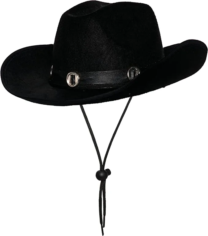 Black Silver Ringed Cowboy Hat