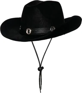Black Silver Ringed Cowboy Hat