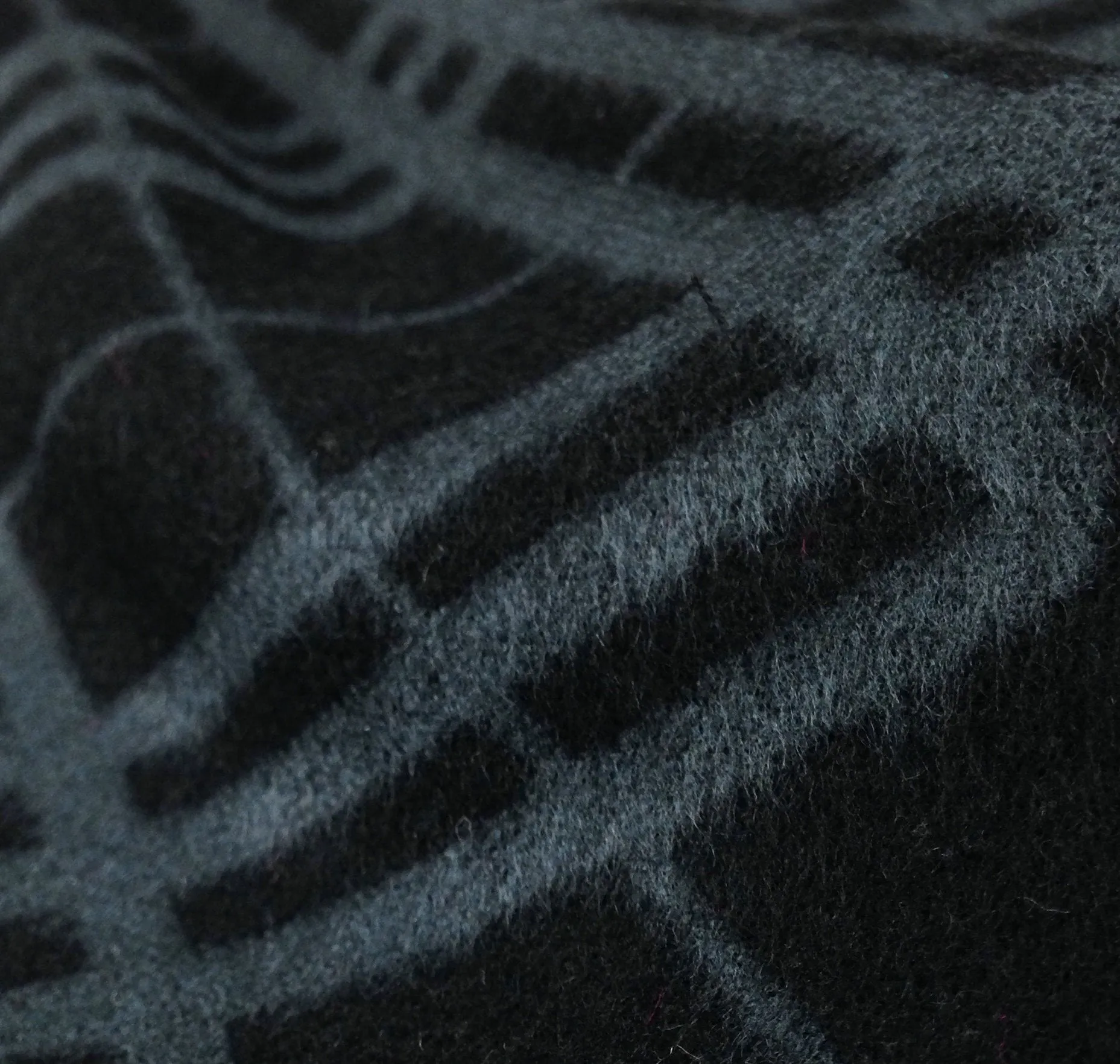 Bleu Nero Luxurious Winter Scarf Premium Cashmere Feel Unique Design Selection Black/Blue-grey Diagonal Plaid   Border