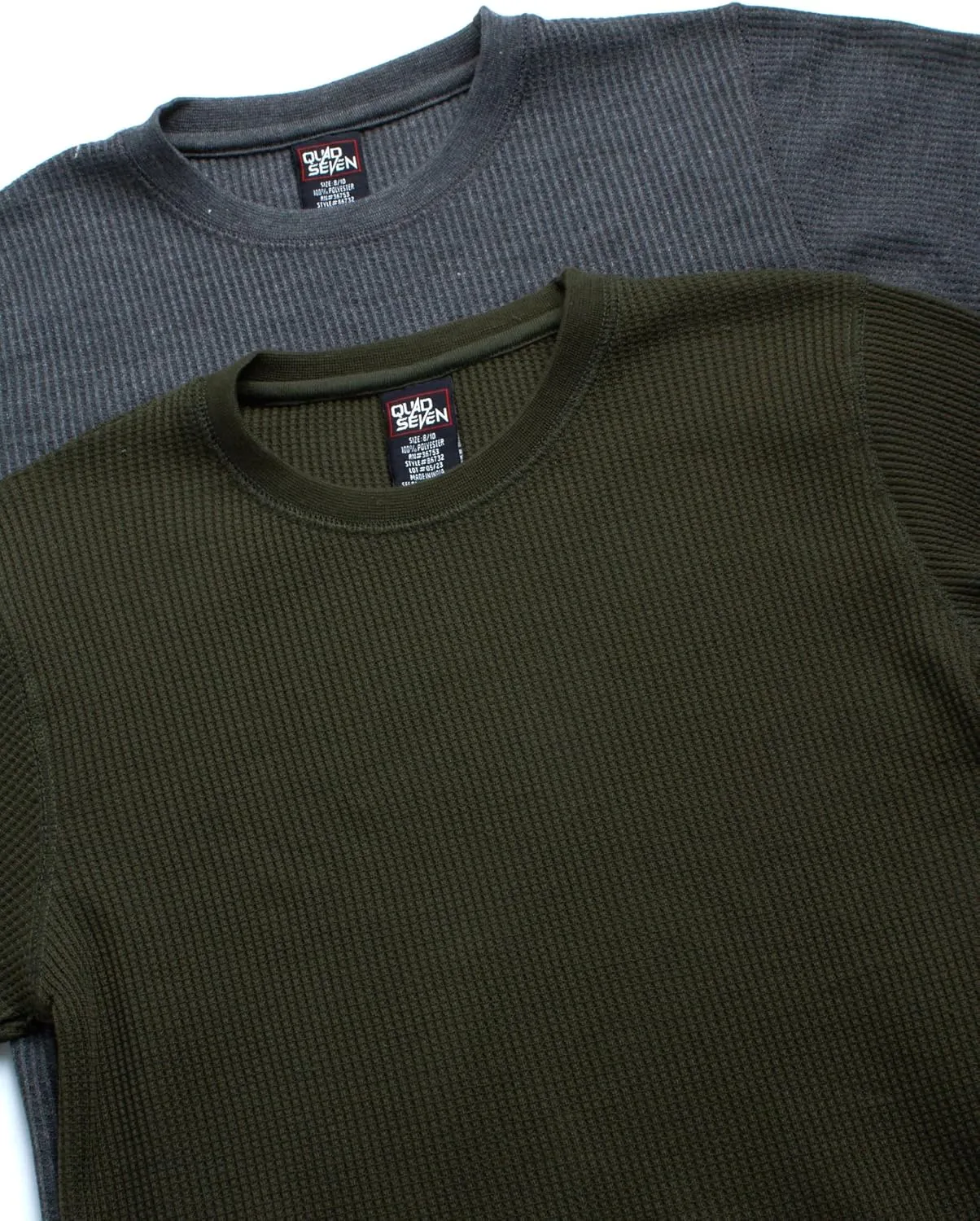 Boys' Shirt - 2 Pack Waffle Knit Long Sleeve Thermal Crewneck T-Shirt (8-18)