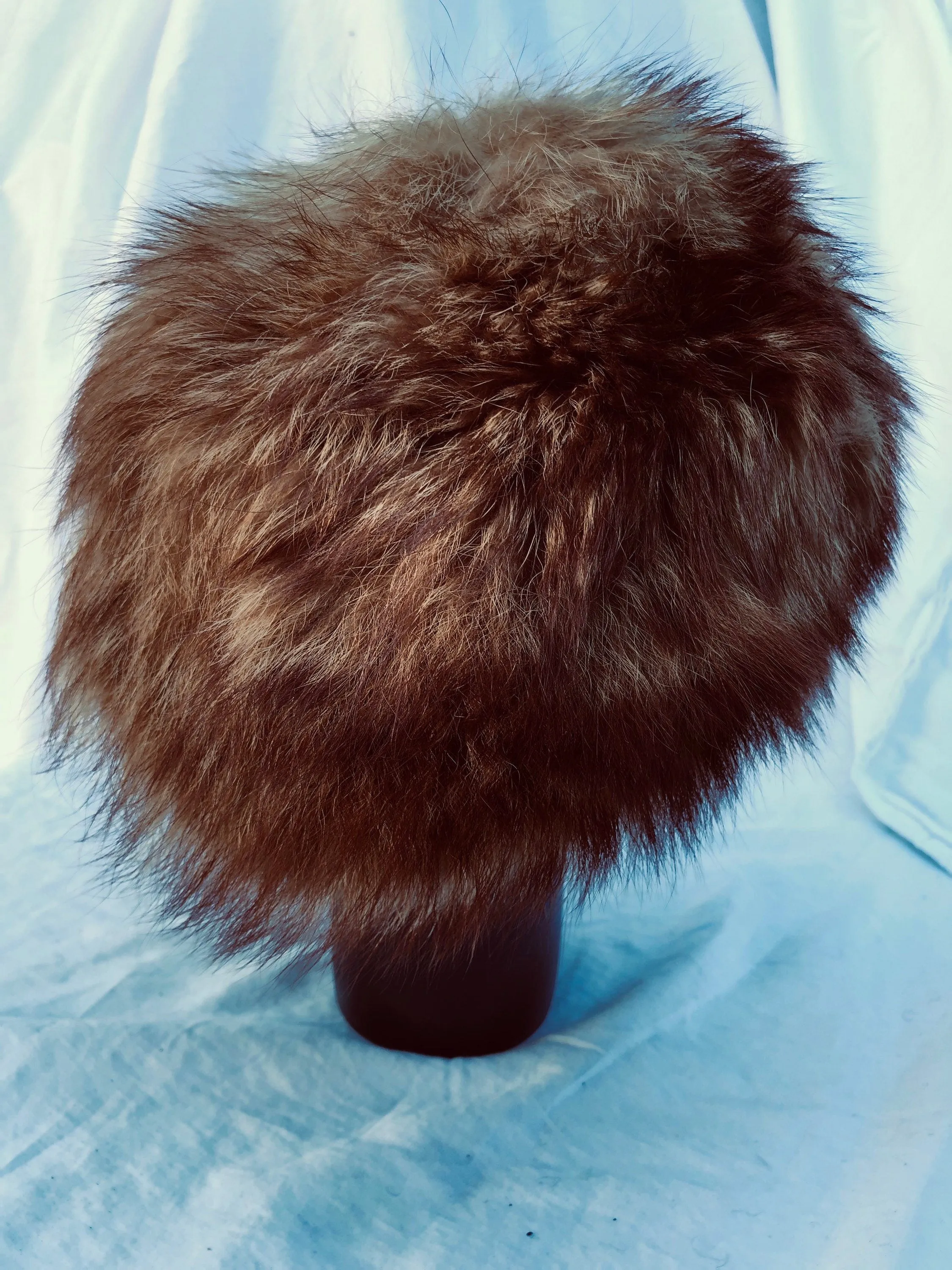 Brown Fur Russian Vintage Pillbox Trapper Hat