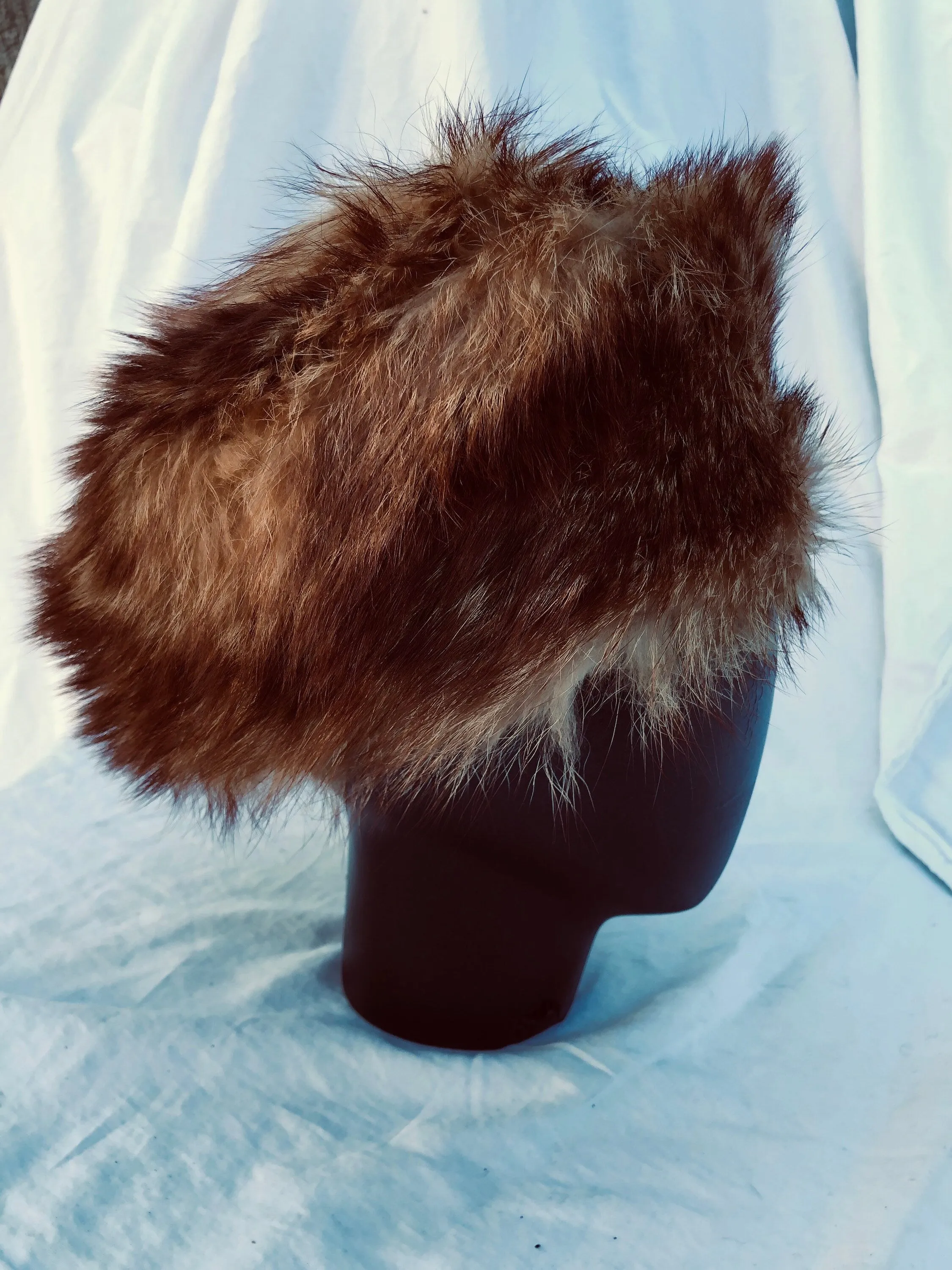 Brown Fur Russian Vintage Pillbox Trapper Hat