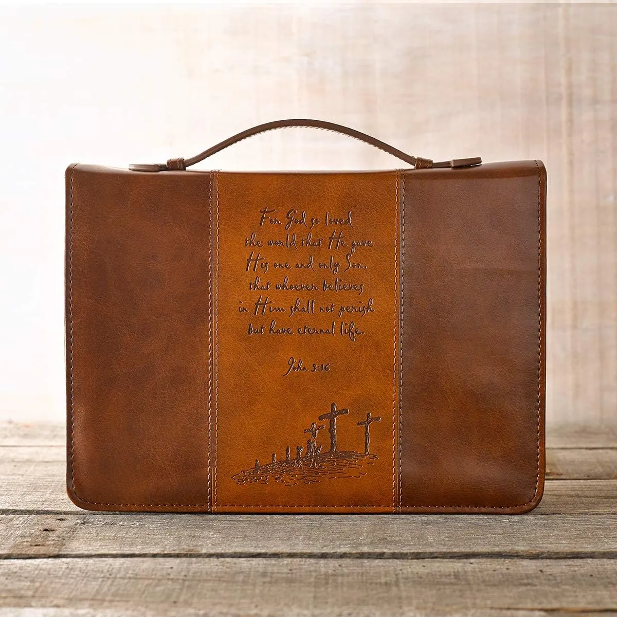 Christian Art Gifts Gospel Two-Tone Bible/Book Cover - John 3:16 (Large)