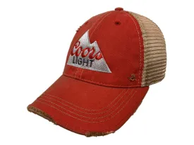 Coors Light Brewing Company Retro Brand Red Distressed Mesh Snapback Hat Cap