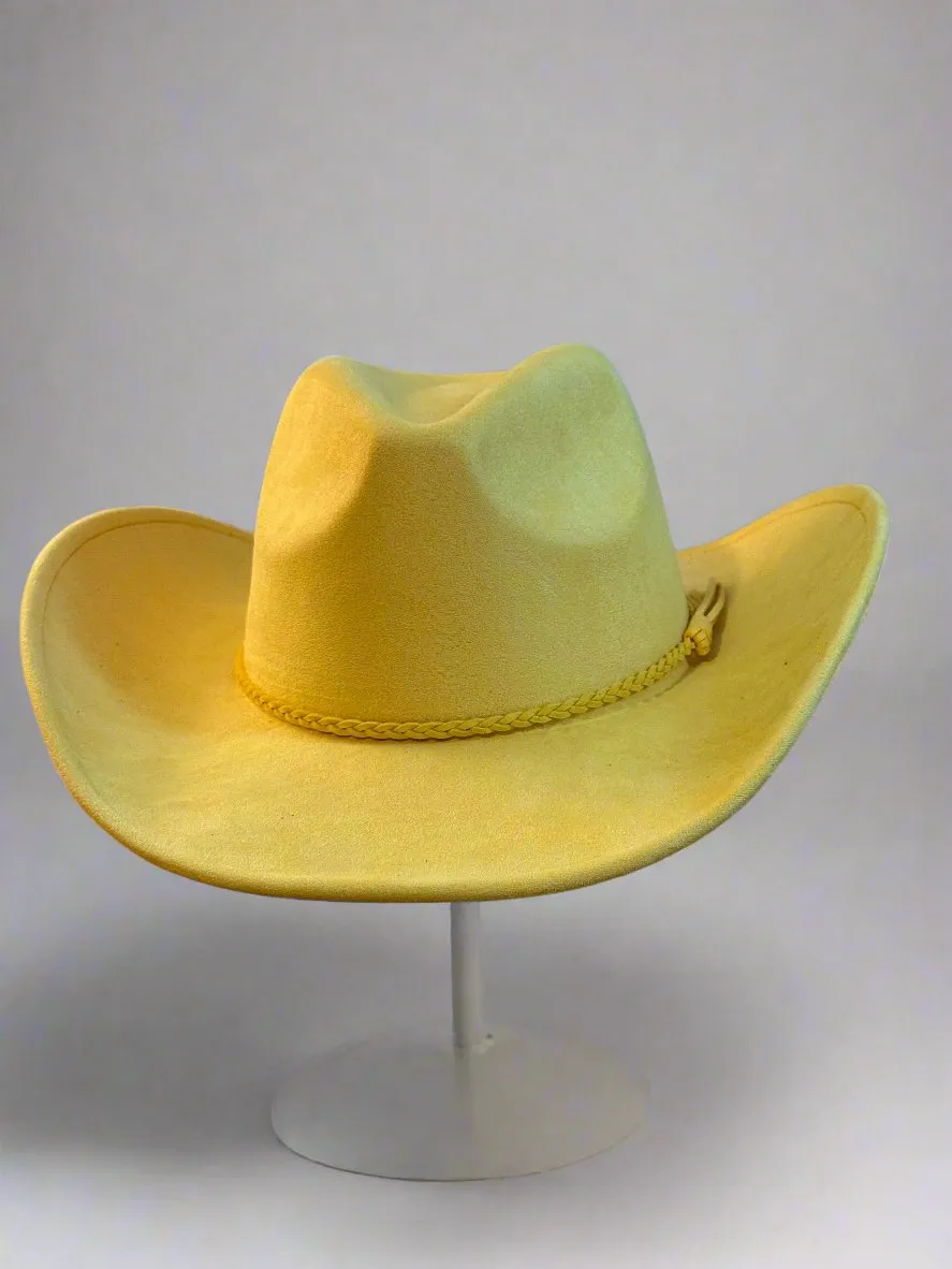Cowboy hat / Yellow western hat / cowgirl hat / suede material