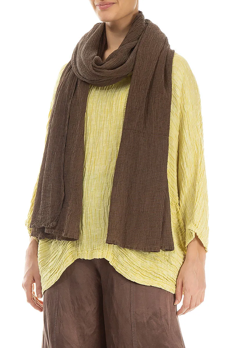 Crinkled Chocolate Silk Scarf