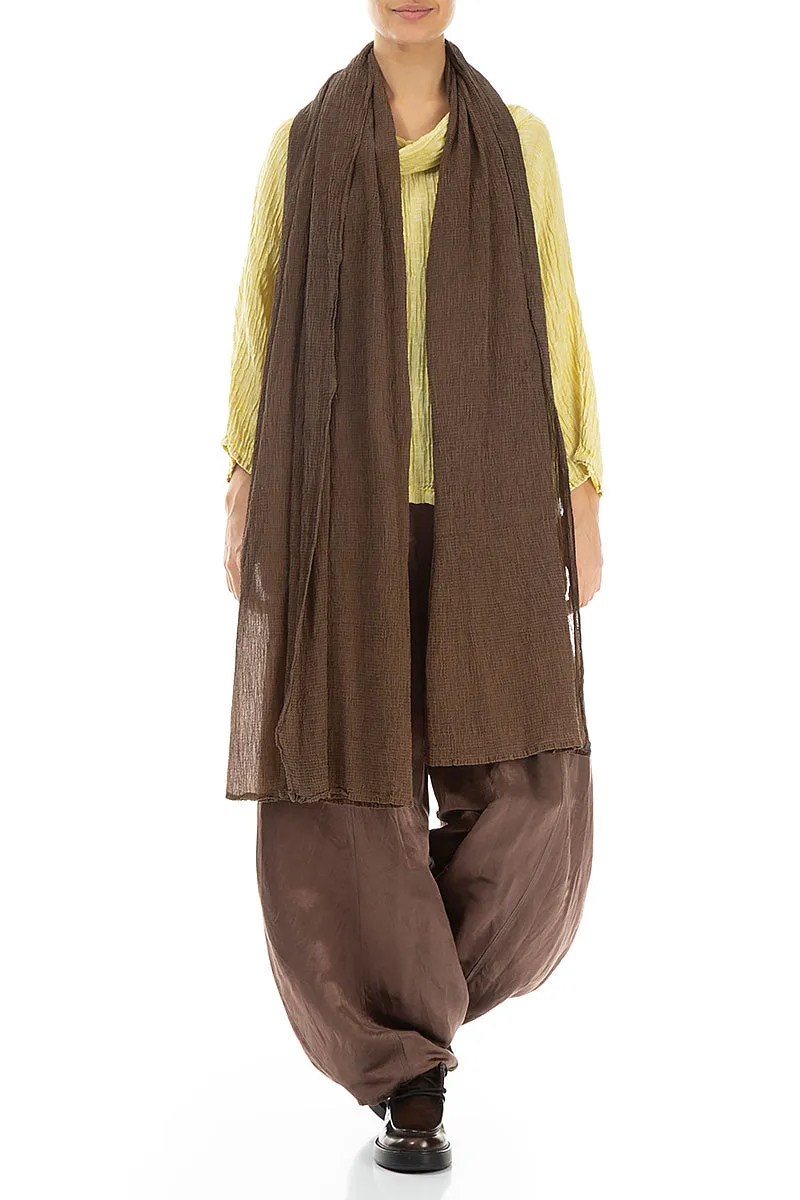 Crinkled Chocolate Silk Scarf