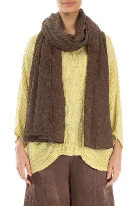 Crinkled Chocolate Silk Scarf