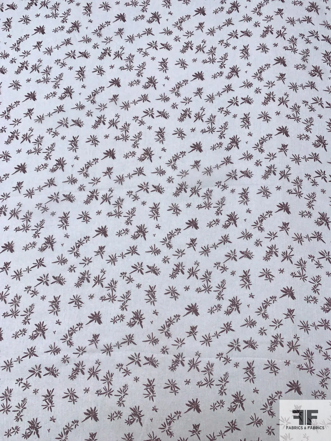 Dainty Floral Printed Crinkled Silk Chiffon - Dusty Light Aqua / Purple