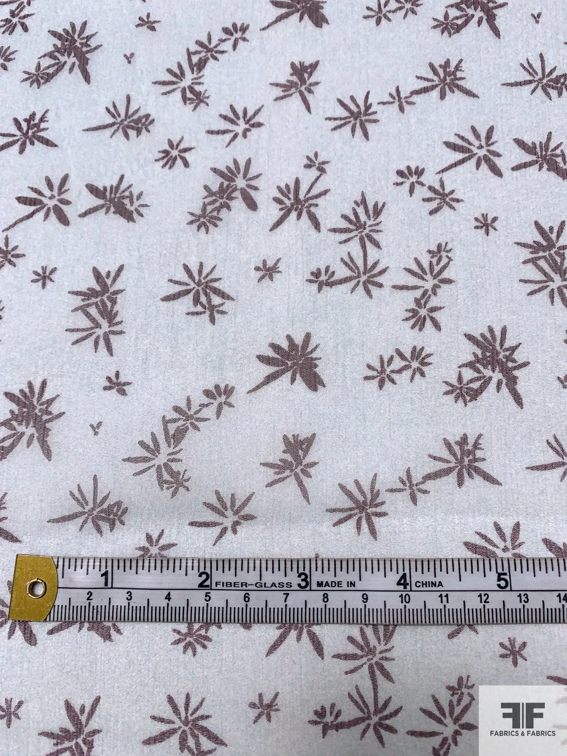 Dainty Floral Printed Crinkled Silk Chiffon - Dusty Light Aqua / Purple
