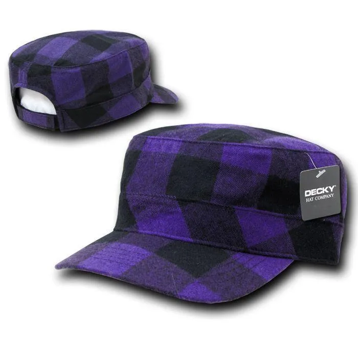 Decky Plaid Flannel Flat Top Bdu Gi Cadet Military Army Patrol Hats Caps