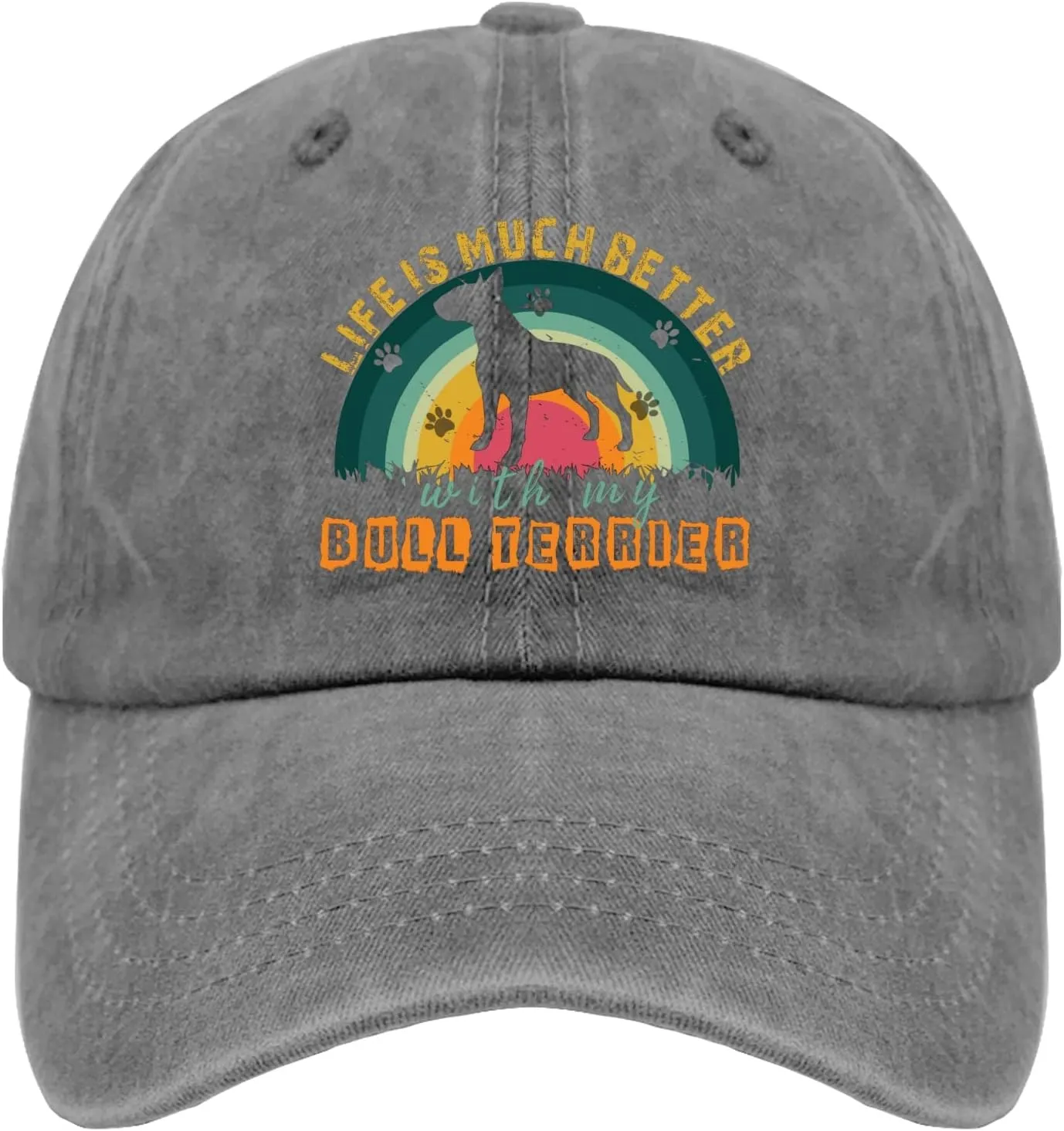 devor Cap Life is Much Better with My Bull Terrier Baseball Cap for Men Funny Denim Baseball Cap Adjustable
