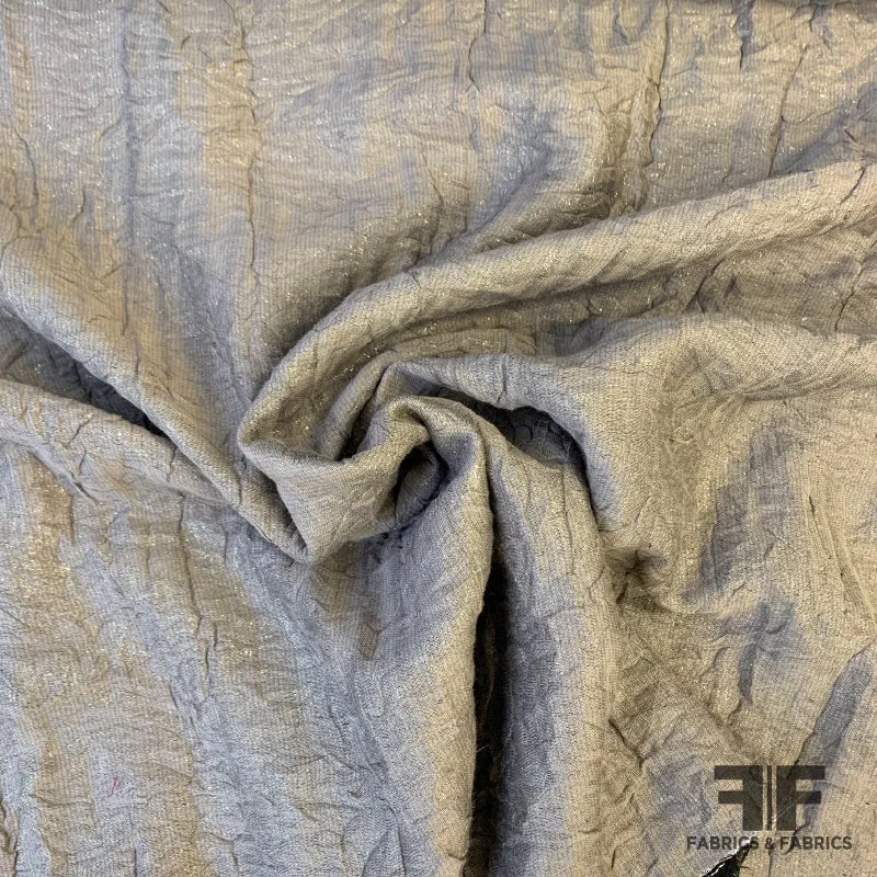 Double-Faced Crinkled Cotton on Metallic - Black/Silver/Taupe