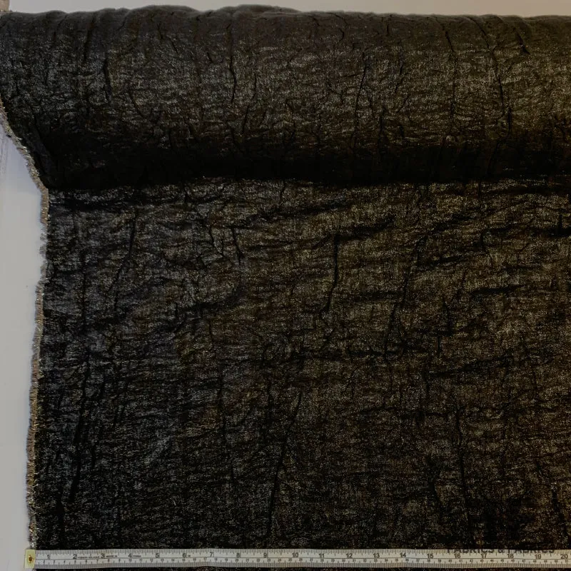 Double-Faced Crinkled Cotton on Metallic - Black/Silver/Taupe