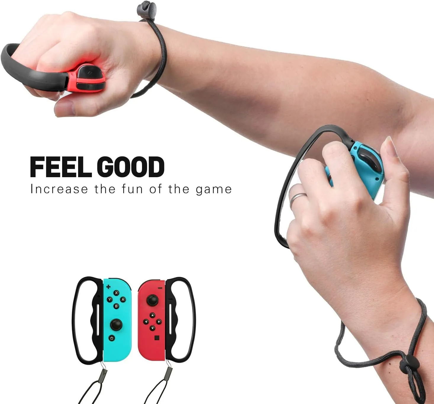 ECHZOVE Grip for Switch Fitness Boxing, Handle for Nintendo Switch Boxing - 2 Packs (Black)